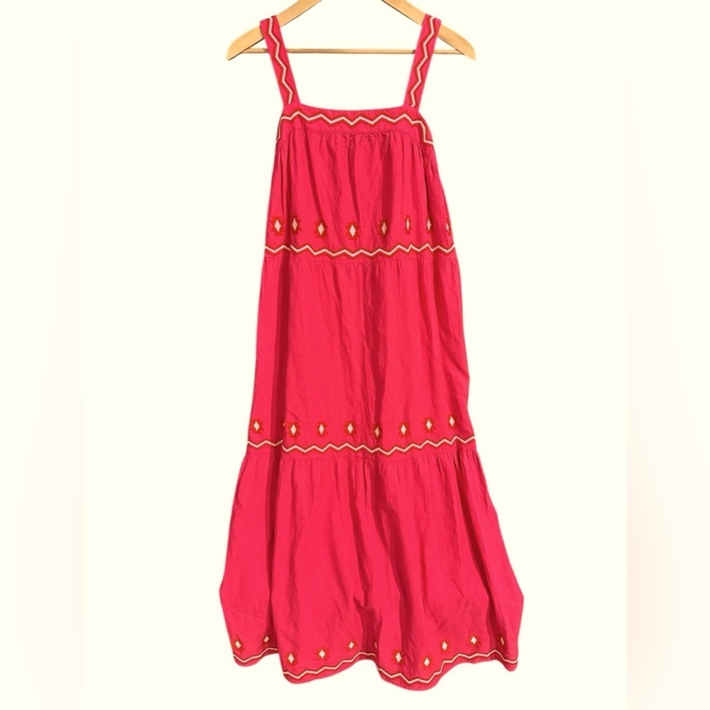 Ann Taylor Loft linen embroidered,tiered sundress. Size S
